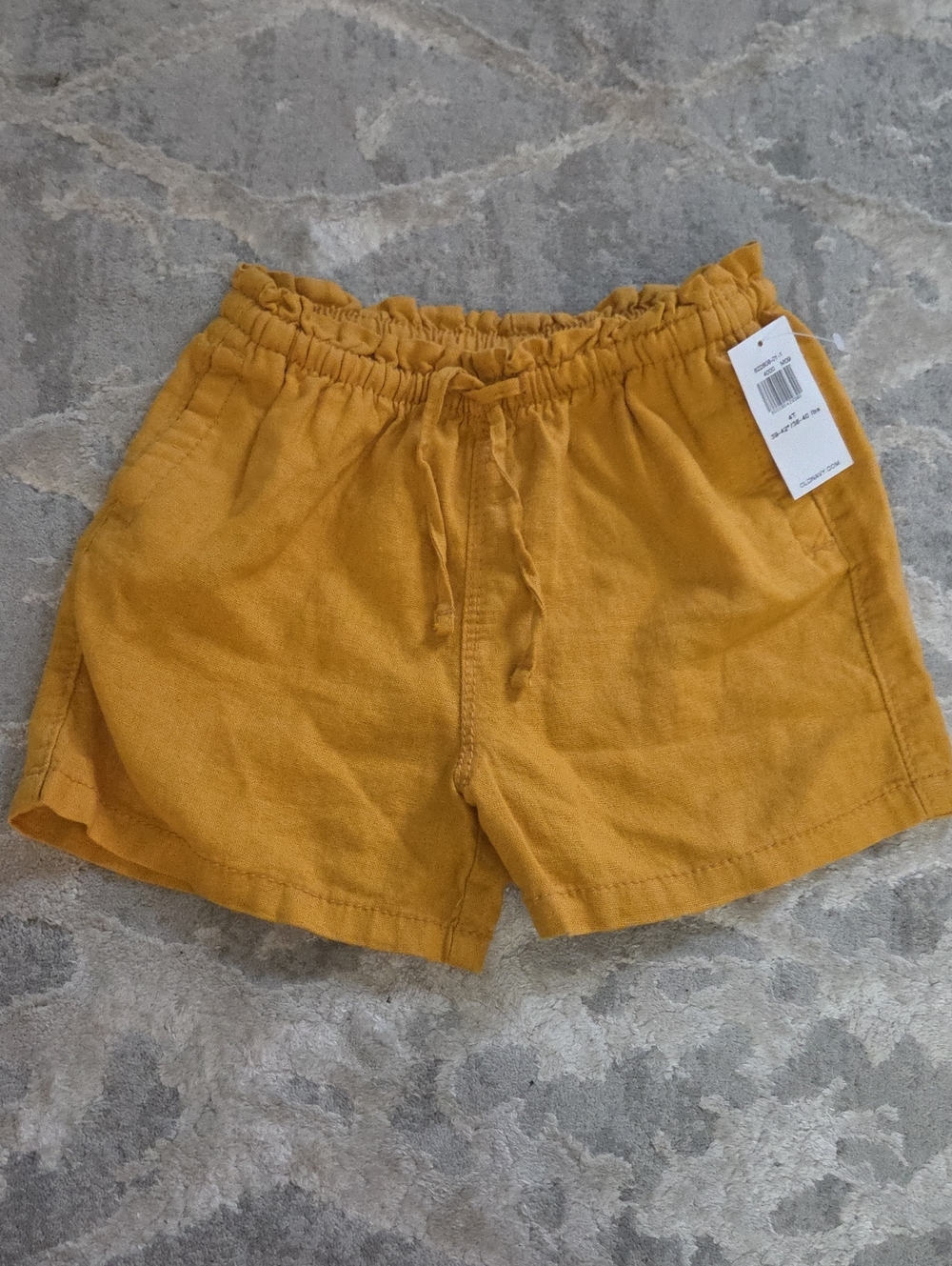 Women's Mustard Drawstring Linen-Blend Shorts